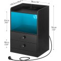 Noční stolek Silven 38 cm s LED osvětlením a nabíjecí stanicí černý