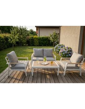 Sada zahradního nábytku pro 4 osoby Houseland Aurora bílá/šedá