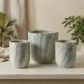 Sada 3 ks keramických květináčů NEVA MARBLE IV hnědá/šedá