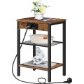 Noční stolek Vasagle Harby 38 cm s nabíjecí stanicí černý/hnědý