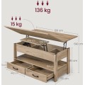 Výškově nastavitelný konferenční stolek Vasagle Kryo 100 cm camel hnědý