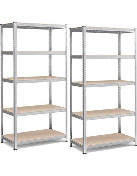 Sada 2 ks dílenských regálů Profa 200 cm stříbrná/hnědá