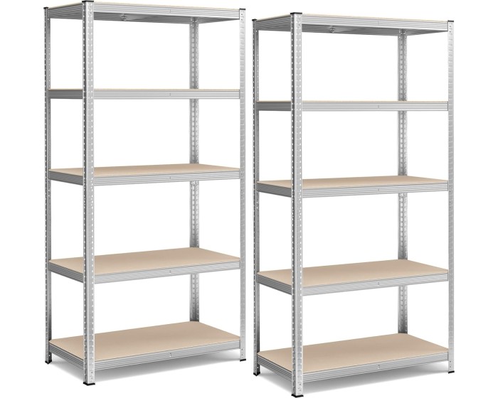 Sada 2 ks dílenských regálů Profa 200 cm stříbrná/hnědá