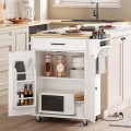 Pojízdný kuchyňský vozík s prodlužovacím kabelem Vasagle Marley 65 cm bílý/dub přírodní