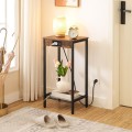 Odkládací stolek Vasagle Gravira 38 cm s nabíjecí stanicí černý/hnědý