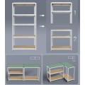 Sada 2 ks dílenských regálů Myron 150 cm stříbrná/hnědá