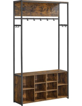 Předsíňový věšák s botníkem Vasagle Vigro 100 cm hnědý