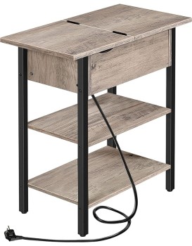 Odkládací stolek Vasagle Frenzy 48 cm s nabíjecí stanicí šedý/černý