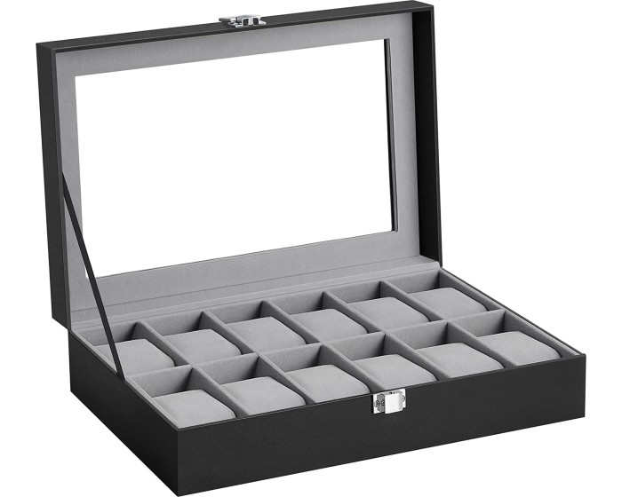 Úložný box na hodinky Velur šedý