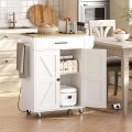Pojízdný kuchyňský vozík s prodlužovacím kabelem Vasagle Marley 65 cm bílý/dub přírodní