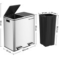 Odpadkový koš s víkem JORDAN 2x30 L stříbrný