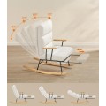 Polohovatelné houpací křeslo Heily s podnožkou krémové/hnědé