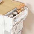 Pojízdný kuchyňský vozík s prodlužovacím kabelem Vasagle Marley 65 cm bílý/dub přírodní