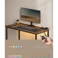 Psací stůl MARPO s USB a LED vintage hnědý