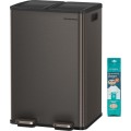 Odpadkový koš s víkem JORDAN 2x30 L tmavě šedý II
