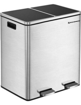 Odpadkový koš s víkem JORDAN 2x30 L stříbrný