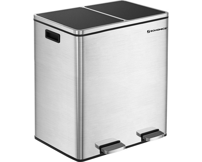 Odpadkový koš s víkem JORDAN 2x30 L stříbrný