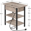 Odkládací stolek Vasagle Frenzy 48 cm s nabíjecí stanicí šedý/černý