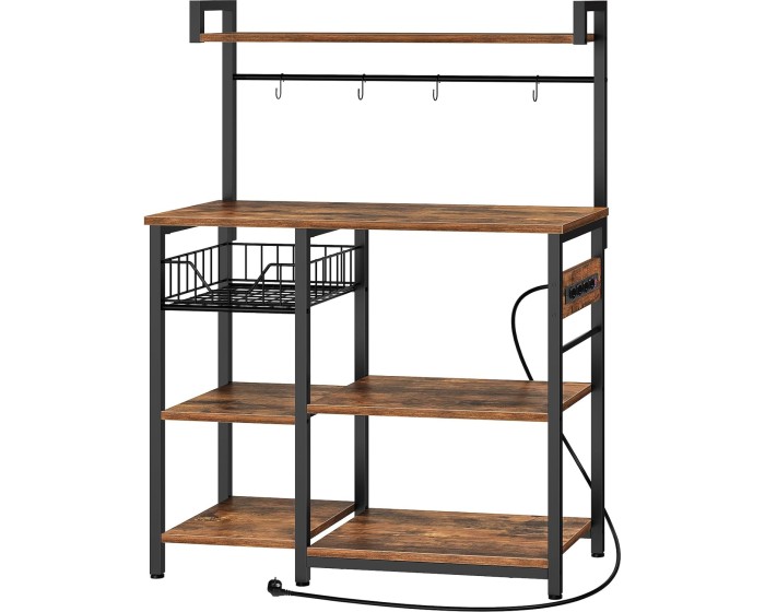 Kuchyňský regál Vasagle Emmi 90 cm se zásuvkami hnědý/černý