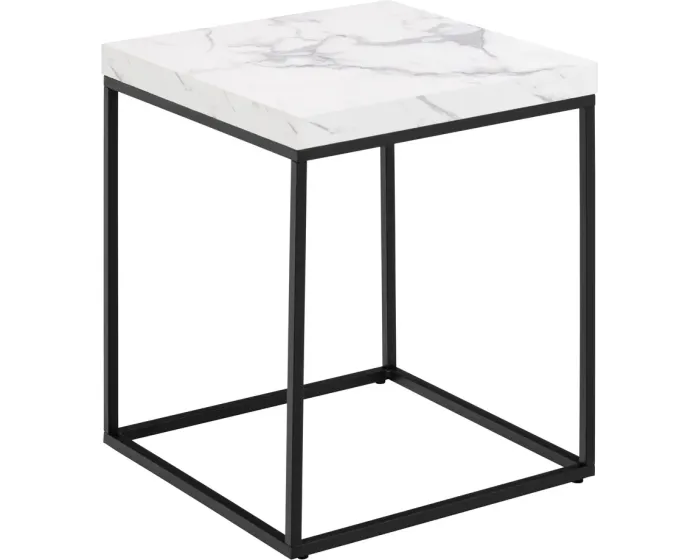 Odkládací stolek Barossa 40 cm bílý mramor/černý