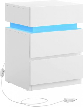 Noční stolek s LED osvětlením Defro bílý