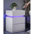 Noční stolek s LED osvětlením Defro bílý