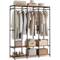 Otevřená šatní skříň Fendes 141 cm černá/hnědá