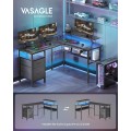 Rohový psací stůl se zásuvkami a LED Vasagle Bora černý
