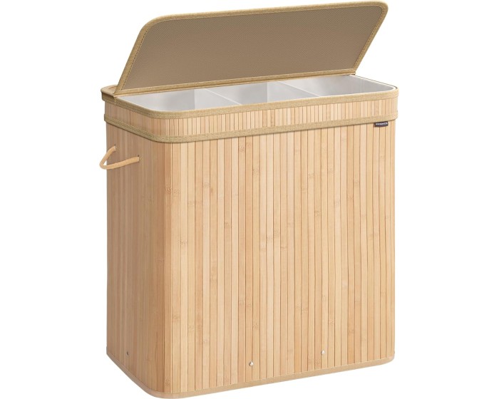 Bambusový koš na prádlo Bron 150 l béžový