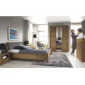 Dvoulůžková postel Velvet II 76 160x200 z masivu s LED osvětlením dub Rustikal/šedá