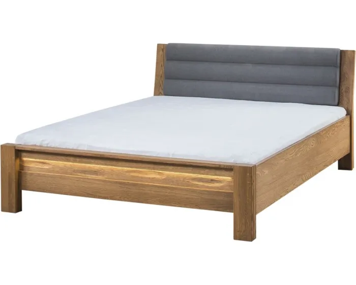 Dvoulůžková postel Velvet II 76 160x200 z masivu s LED osvětlením dub Rustikal/šedá