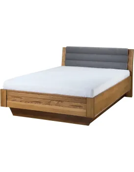Dvoulůžková postel Velvet II 74 140x200 z masivu s LED osvětlením a roštem dub Rustikal/šedá