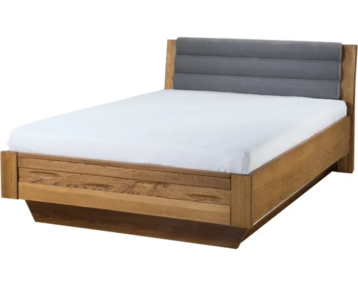 Dvoulůžková postel Velvet II 74 140x200 z masivu s LED osvětlením a roštem dub Rustikal/šedá