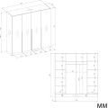 Šatní skříň Senso 4D 200 cm bílá/černá