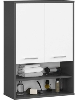 Závěsná koupelnová skříňka Fin W64 2D 64 cm grafit/bílá