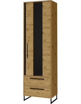 Vysoká vitrína Ariana 200 cm černá/dub Artisan