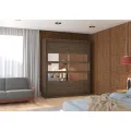 Šatní skříň s posuvnými dveřmi a zrcadlem Toles 180 cm Choco