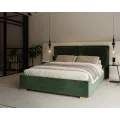 Dvoulůžková čalouněná postel Bristol se zvedacím roštem Trinity lahvově zelená