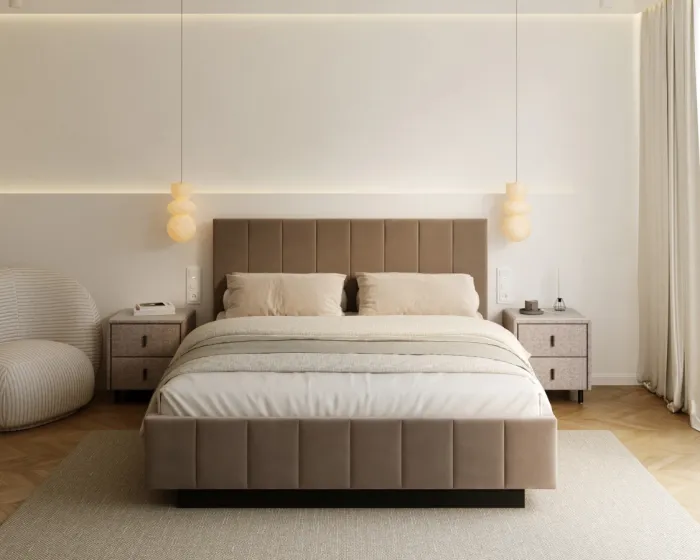 Čalouněná postel Levito se zvedacím roštem Paris šedo-hnědá