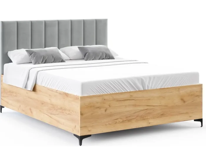 Postel Sierra se zvedacím roštem Trinity šedá/dub craft