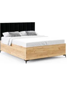 Postel Sierra se zvedacím roštem Paris černá/dub craft