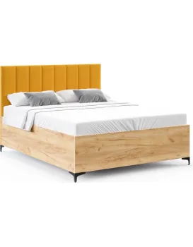 Postel Sierra se zvedacím roštem Paris hořčicově žlutá/dub craft