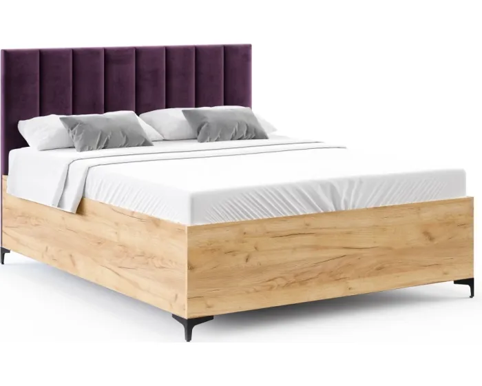 Postel Sierra se zvedacím roštem Paris fialová/dub craft