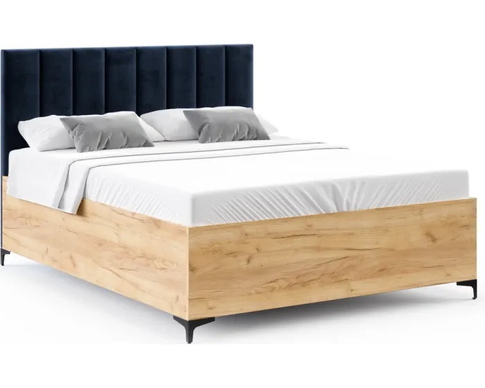 Postel Sierra se zvedacím roštem Paris tmavě modrá/dub craft