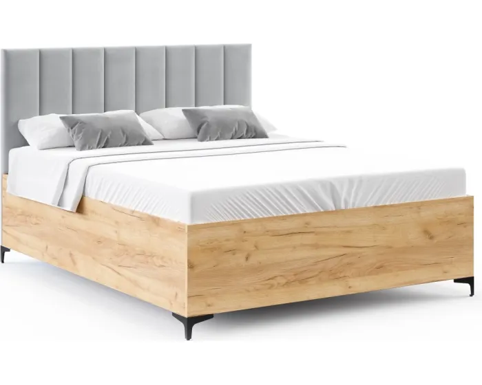 Postel Sierra se zvedacím roštem Paris světle šedá/dub craft