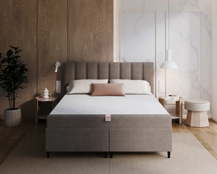 Dvoulůžková čalouněná postel Trentino se zvedacím roštem Ottawa béžová