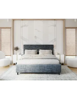 Čalouněná postel Line Plus se zvedacím roštem Nano Velvet modrá