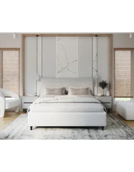 Čalouněná postel Line Plus se zvedacím roštem Nano Velvet bílo-šedá