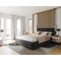 Čalouněná postel Line Plus se zvedacím roštem Nano Velvet černá