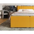 Dvoulůžková boxspringová postel Lincoln se zvedacím roštem Paris hořčicově žlutá